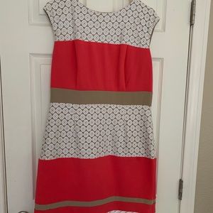 High neck multi-fabric dress